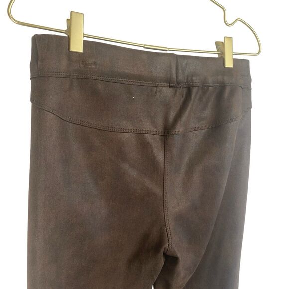MAX Edition Pants Women Size M Faux Leather Leggings Brown Pull-On Stretch 626 - Picture 3 of 7